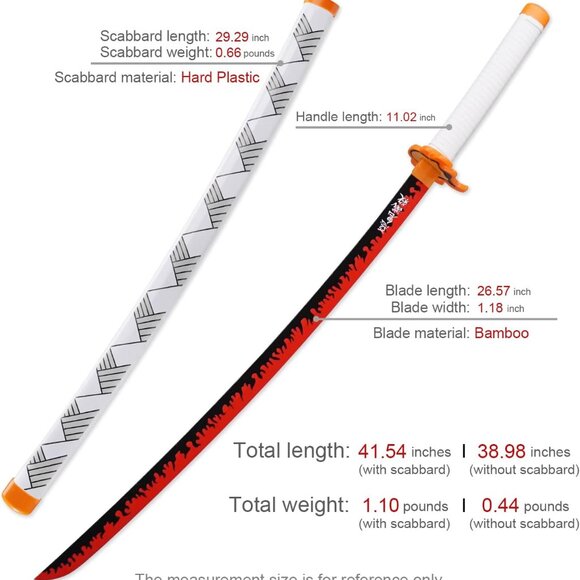 Zisu Anime Flame Hashira Rengoku Katana Sword, no sword belt - Picture 1 of 7